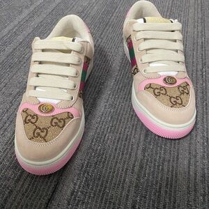 Gucci Beige and Pink Sneakers